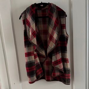 Amazon Women's Plaid Vest - Red and Tan
